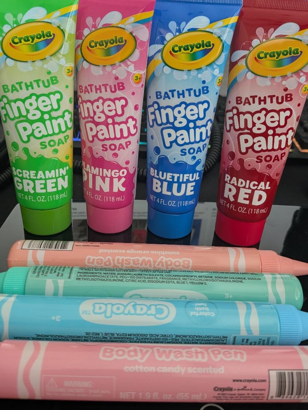 New Unused Crayola Bath Set 4 Body Wash Pens & 4 Finger Paint Soaps Lot of 8